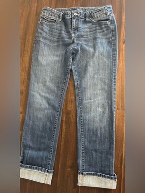Simply Vera Vera Wang Medium Blue Cuffed Straight-Leg Jeans Size 8